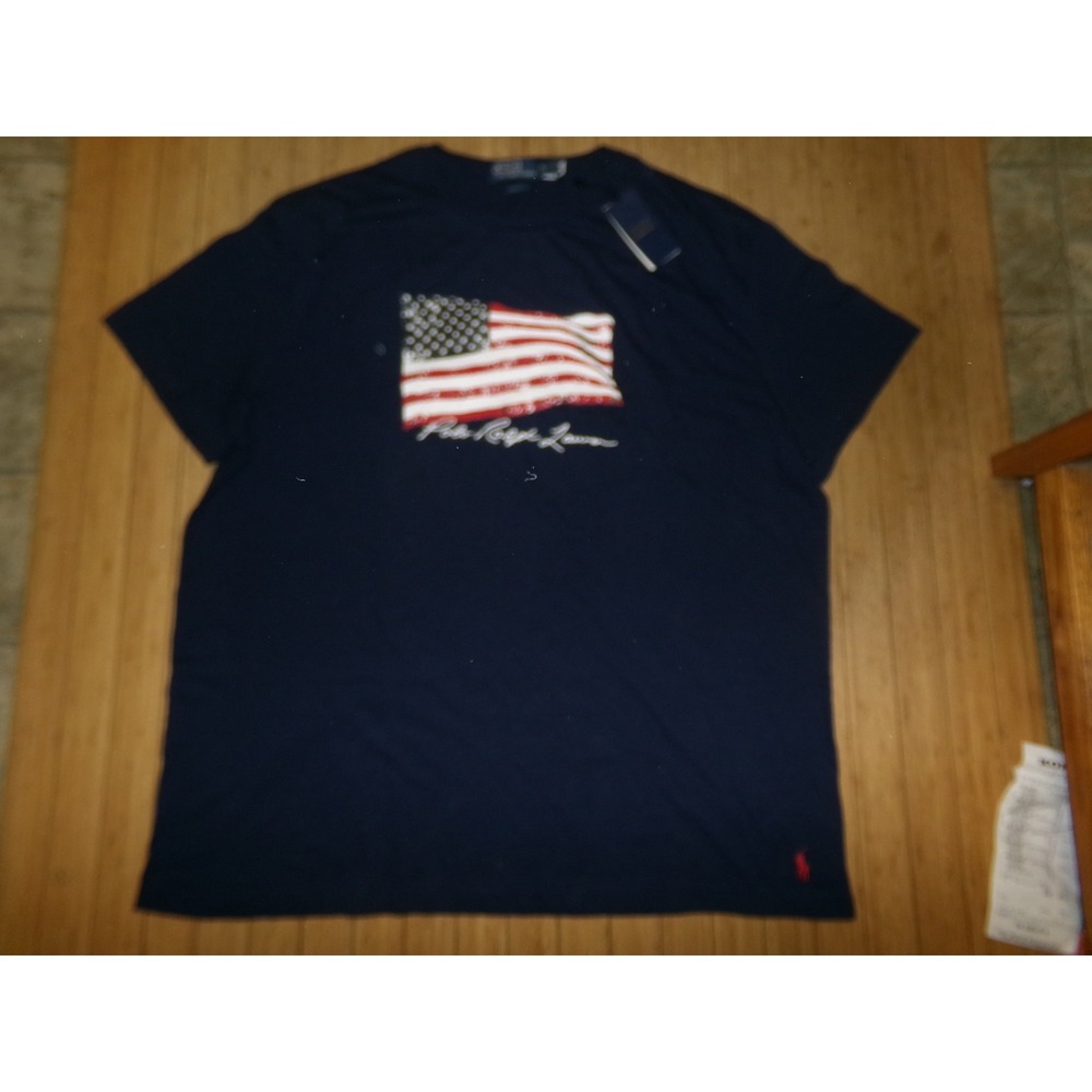 Polo Ralph Lauren Mens XXL  American Flag Graphic T-Shirt Navy Blue NWT